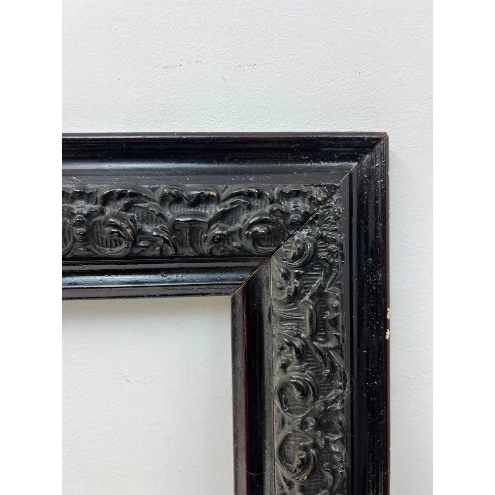 Vintage Ornate Gesso Picture Frame Dark Stain Antique Old Scrollwork Fits 16x20